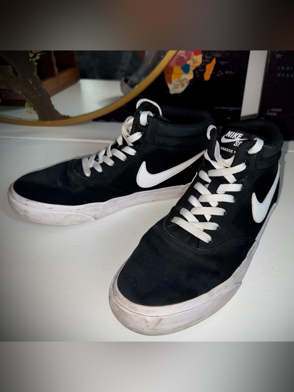 Nike SB Charge Mid Canvas - Black and White High-Top Skate Sneakers